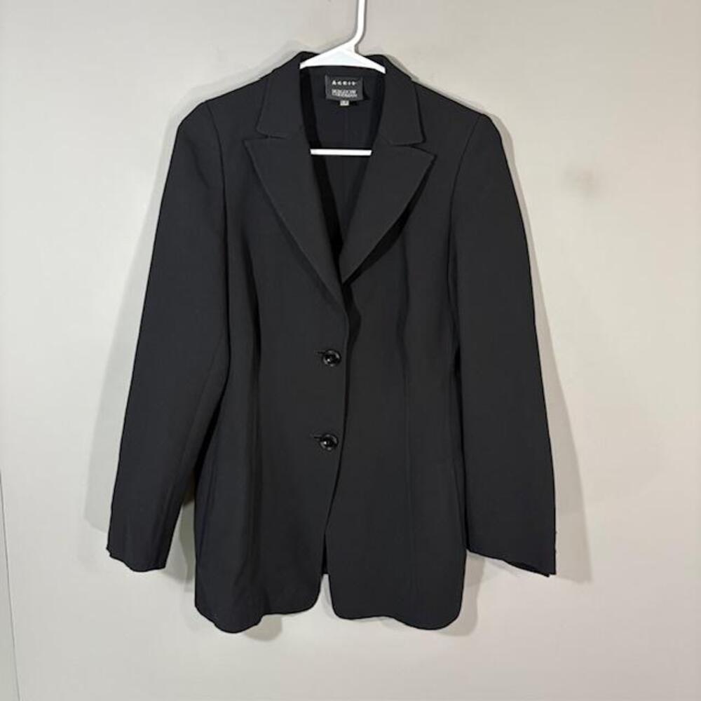 Akris Blazer Womens 10 Black Two Button Bergdorf Goodman Jacket Workwear